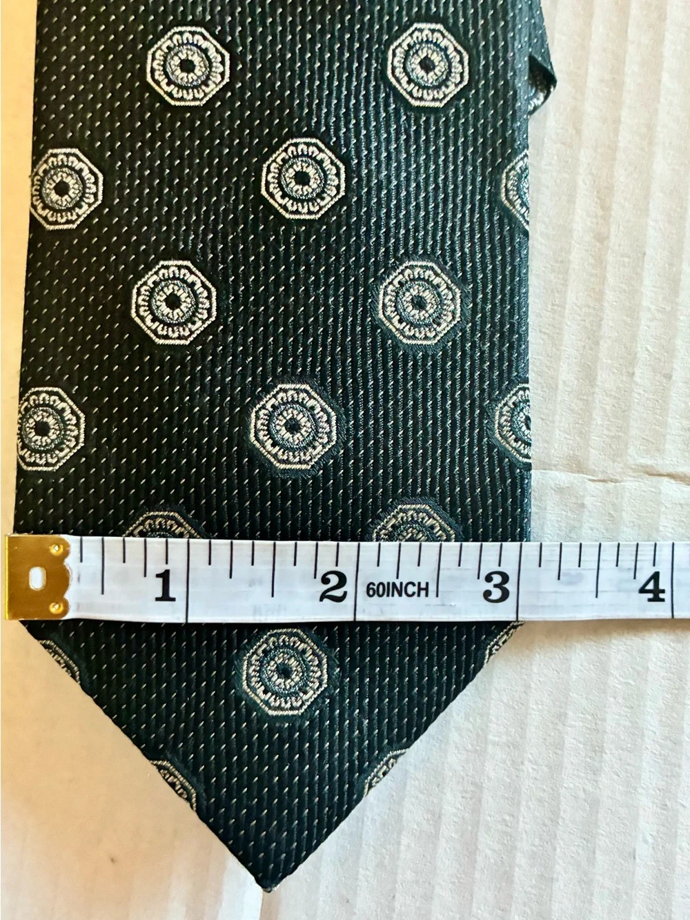 David Donahue Purple Geometric Silk Tie Black silver  3” Handmade USA